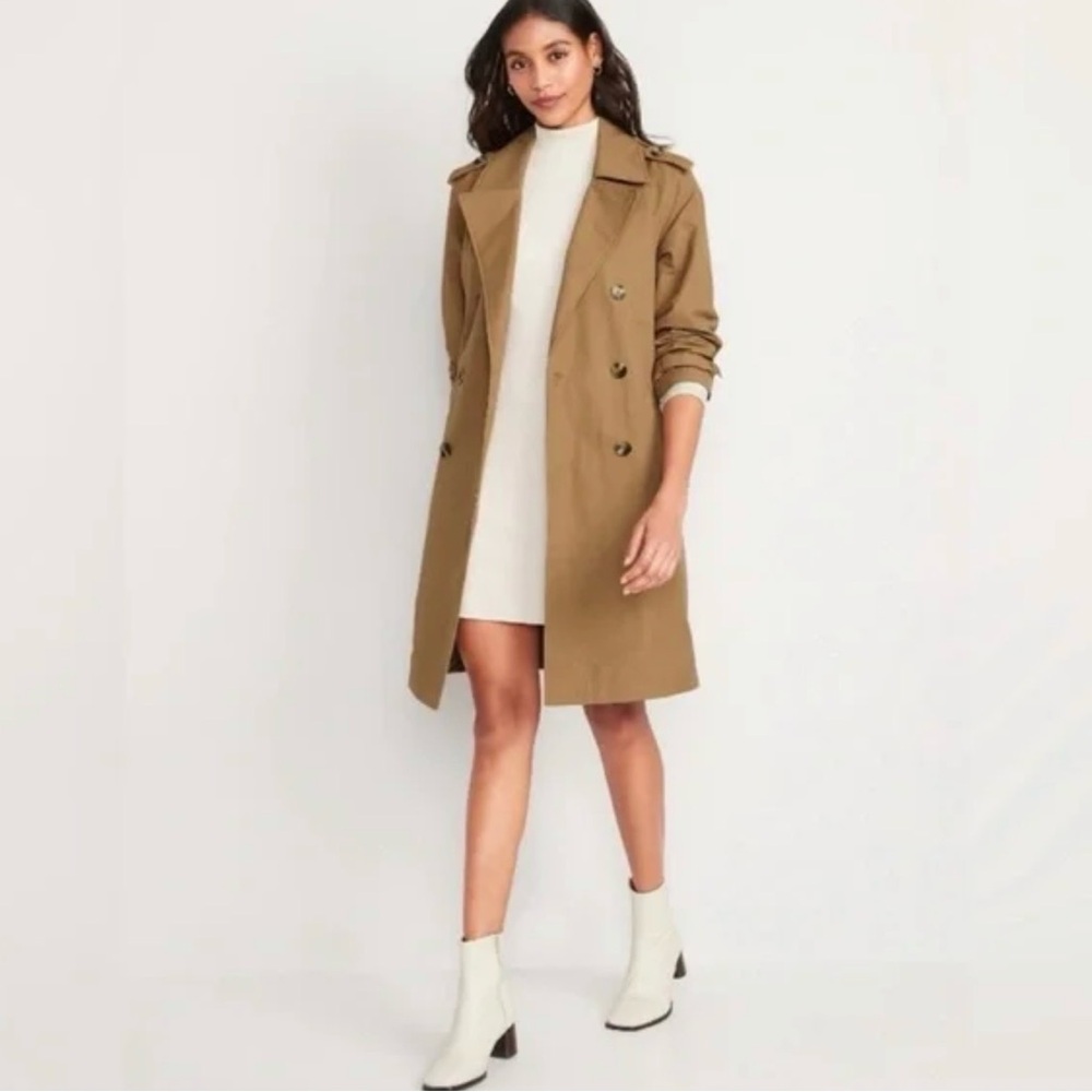 Old Navy Tan Double-Breasted Trench Coat